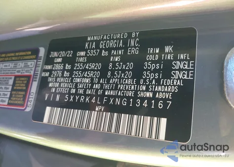 2022 Kia Sorento Sx from USA, damaged, VIN 5XYRK4LFXNG134167